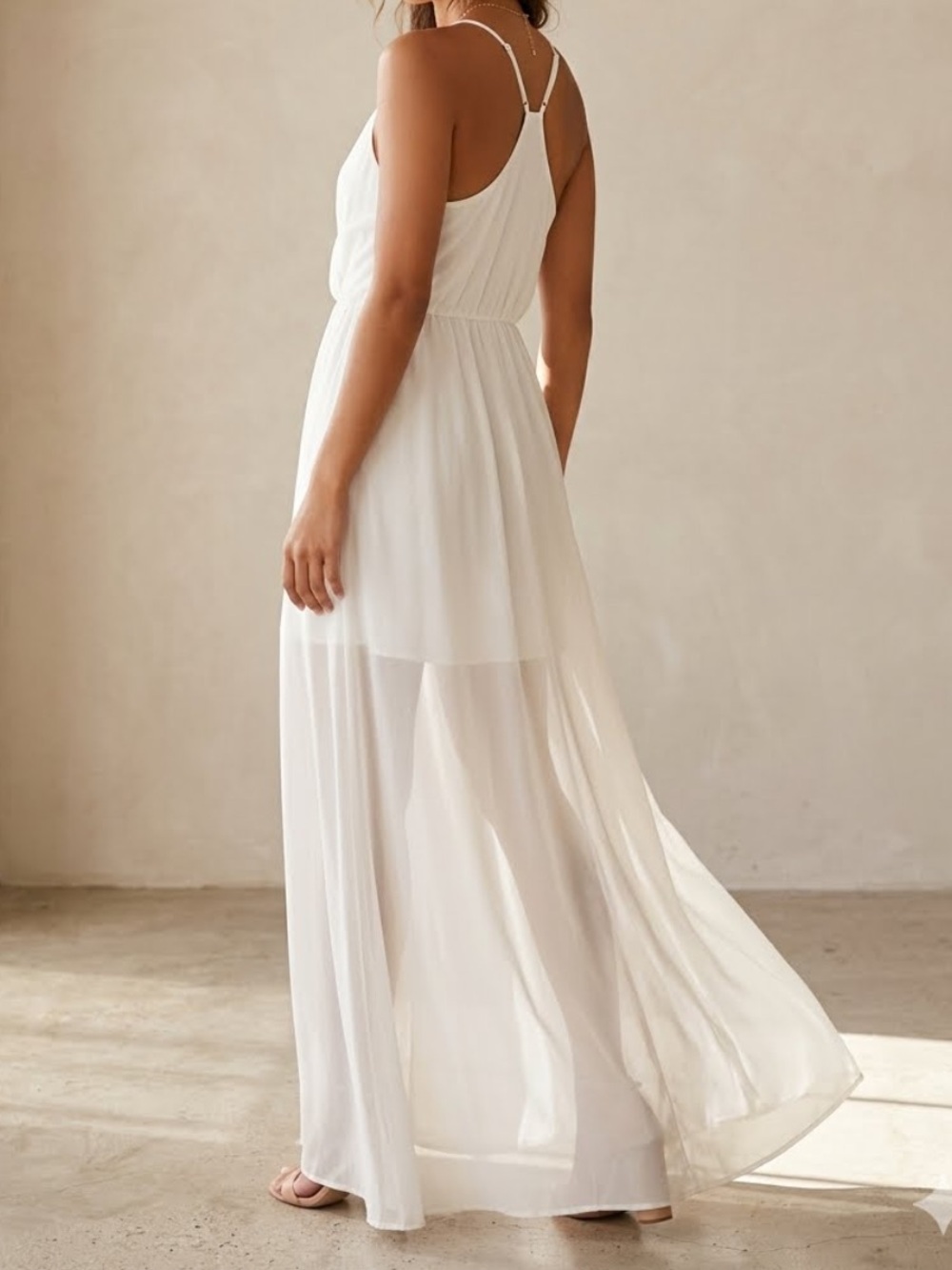 ZARA White Sheer Maxi Slip Dress XS BLOGGER FAVORITE
